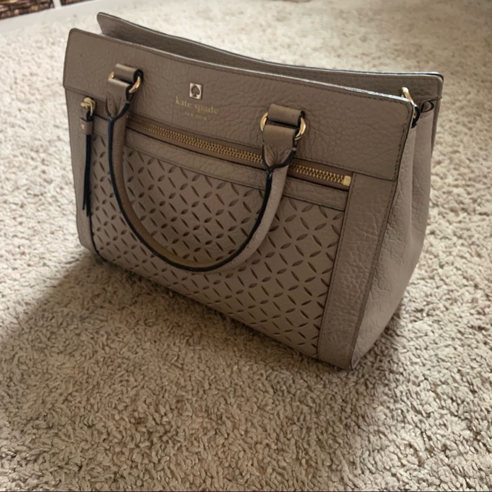 Kate Spade Beige Satchel with Patterned Design
